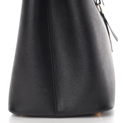 Prada Saffiano Cuir Medium Double Bag Black Mughetto 14 of 14
