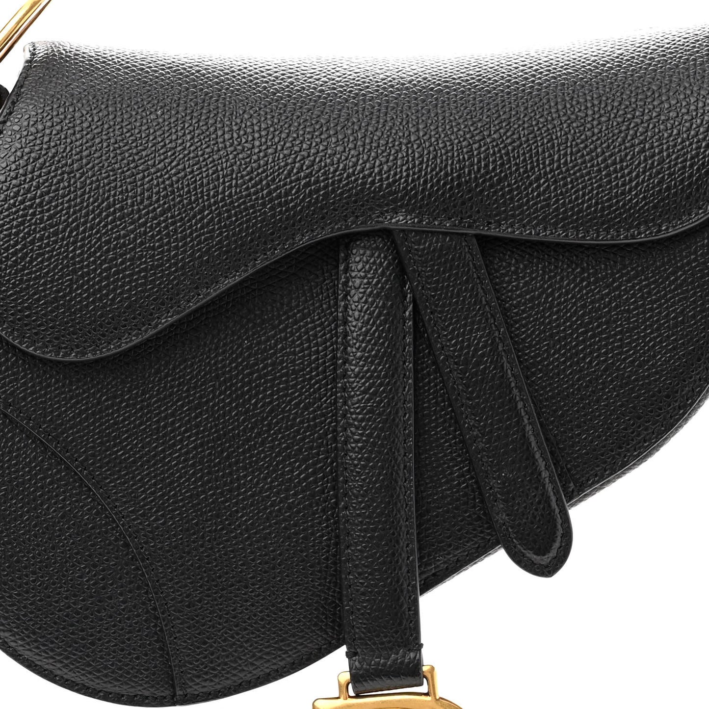 Grained Calfskin Mini Saddle Bag Black