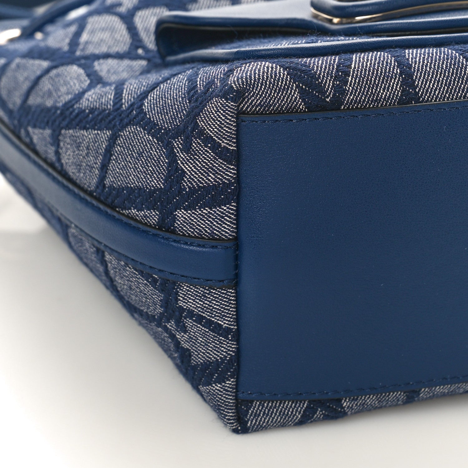 Valentino Garavani Toile Iconographe Nappa Vlogo Small Loco Drawstring Bucket Bag Melange Denim Worker 7 of 8