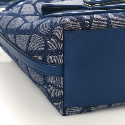 Valentino Garavani Toile Iconographe Nappa Vlogo Small Loco Drawstring Bucket Bag Melange Denim Worker 7 of 8