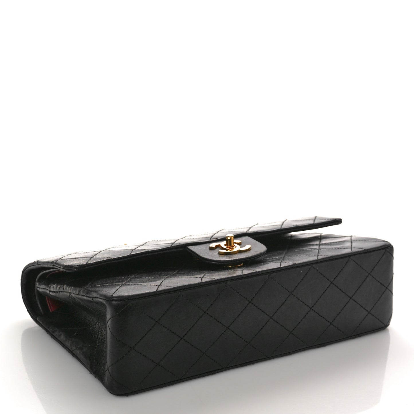 Lambskin Quilted Medium Double Flap Black