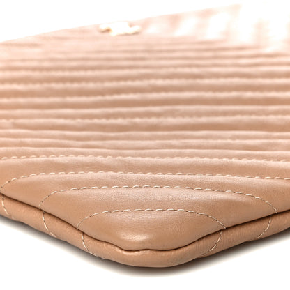 Chanel Crumpled Calfskin Chevron Quilted Large Cosmetic Case Beige 9 of 14