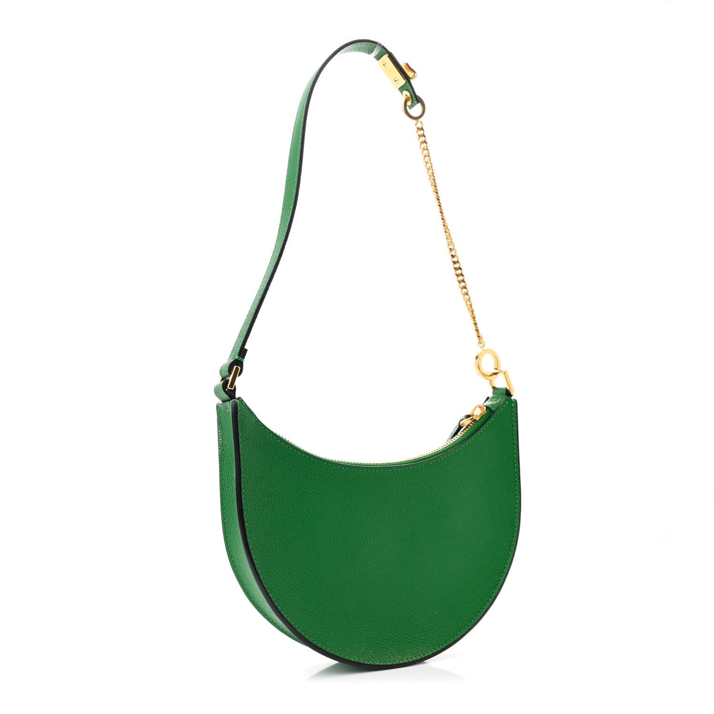 Grainy Calfskin Mini Vlogo Hobo Bag Gea Green