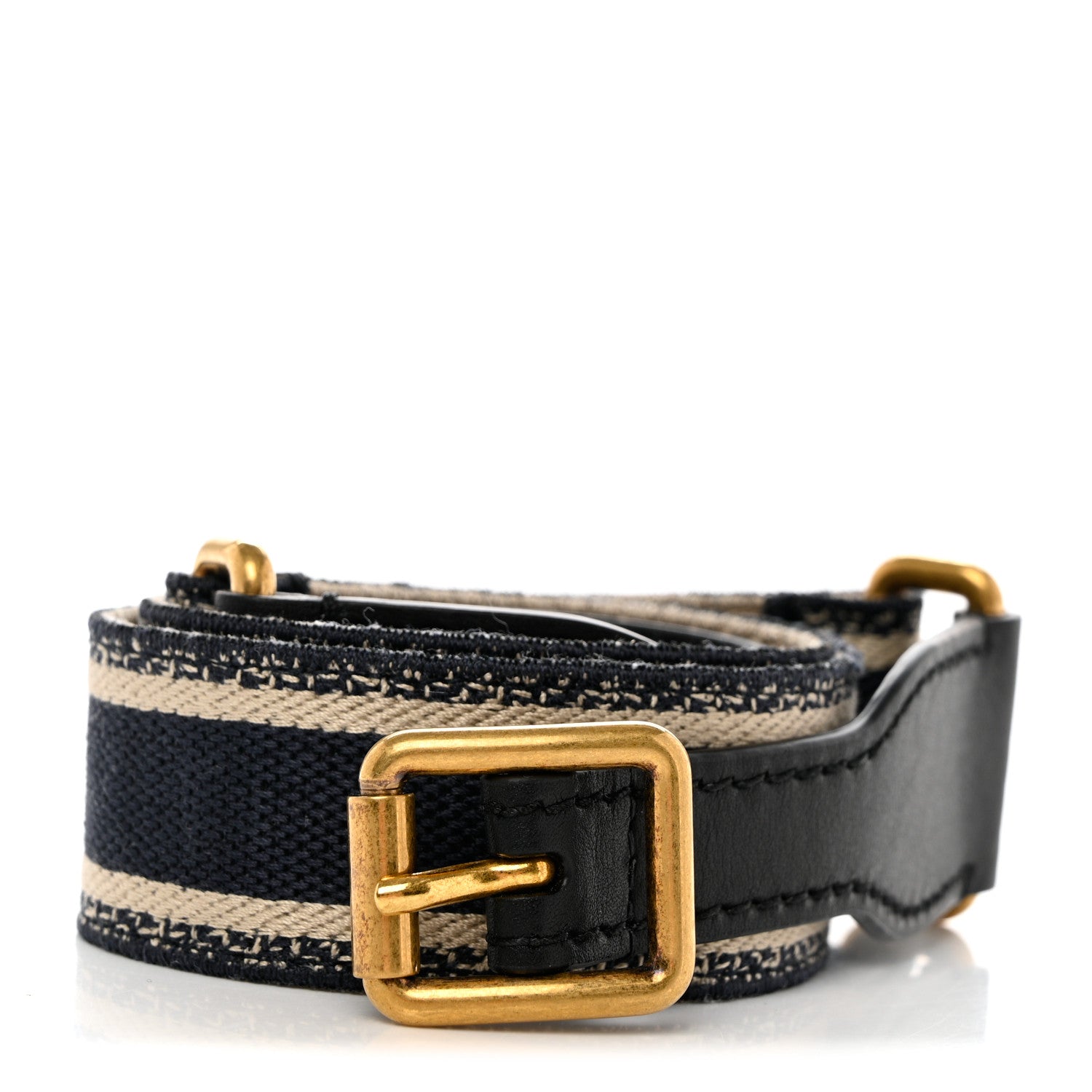 Christian Dior Canvas Embroidered Book Belt 80 32 Black Beige 1 of 7