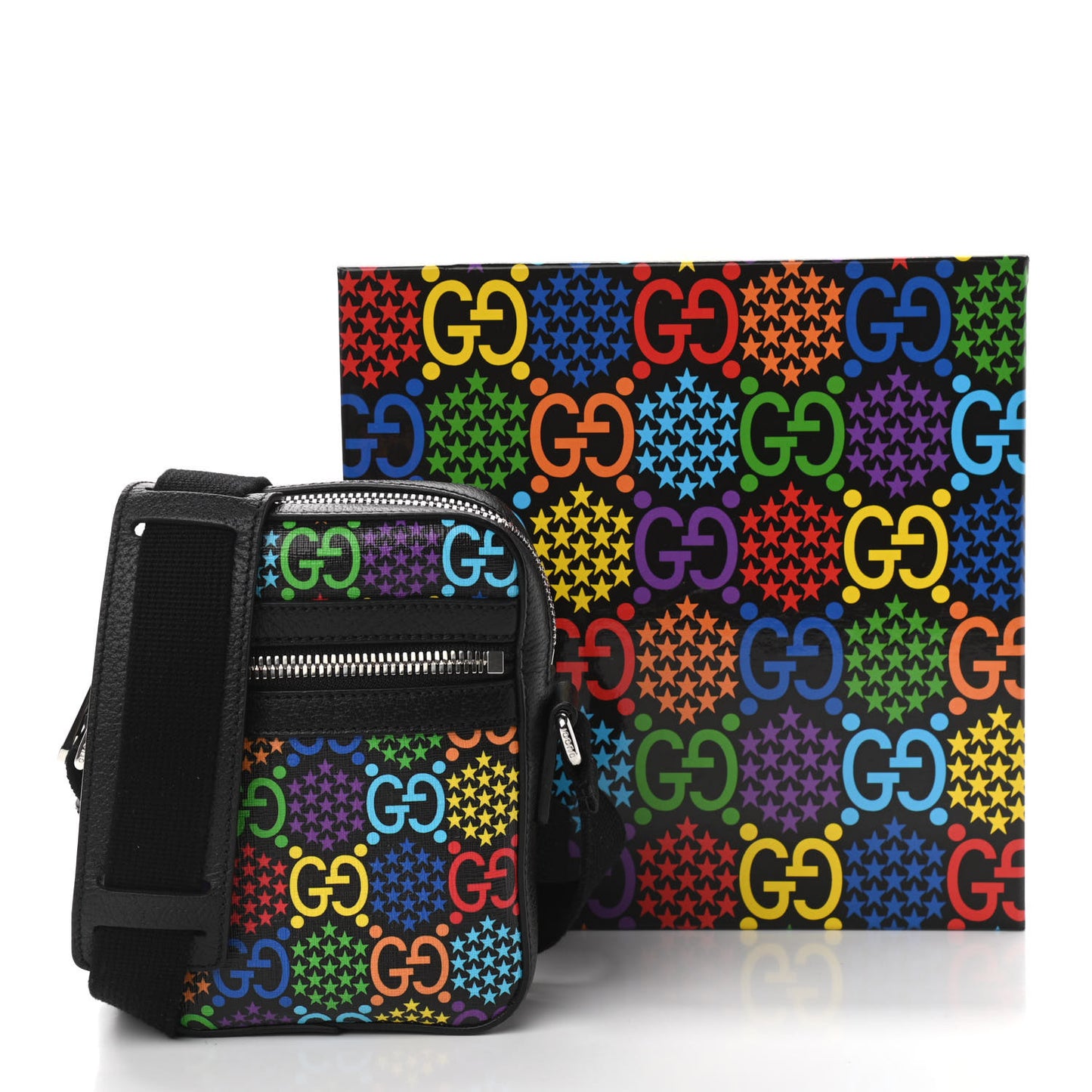 GG Supreme Monogram Psychedelic Messenger Bag Black