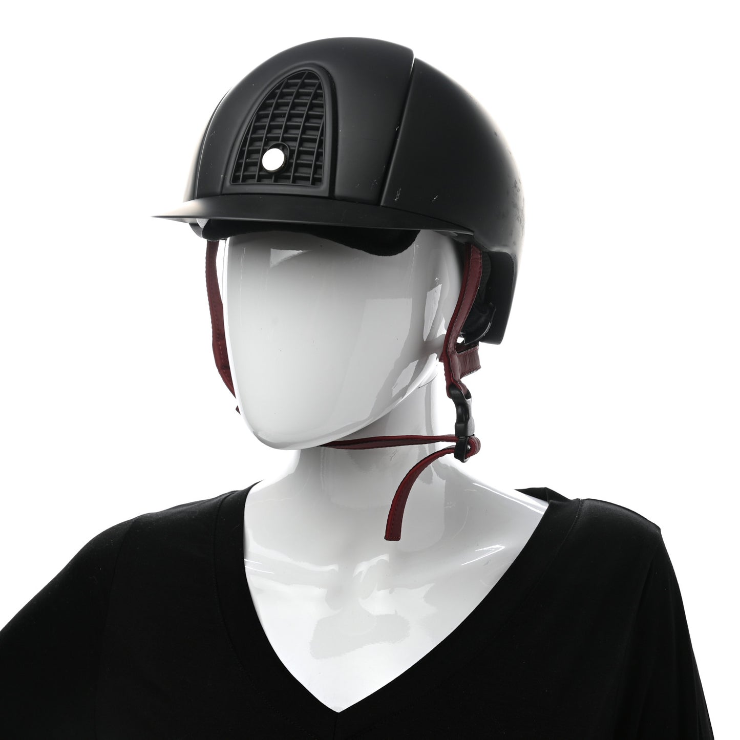 Polycarbonate Zermatt Calfskin Eole Equestrian Riding Helmet Black Rouge H