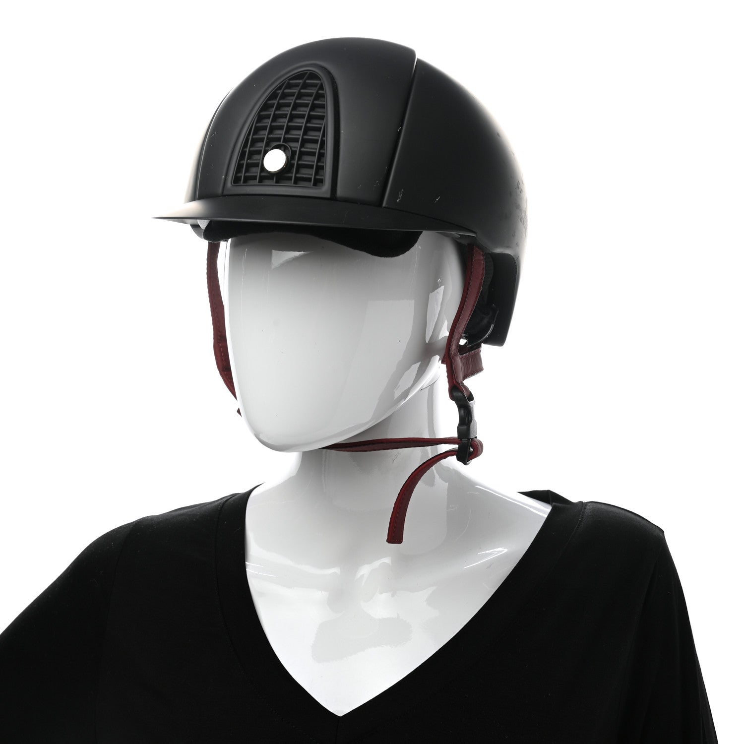 Hermes Polycarbonate Zermatt Calfskin Eole Equestrian Riding Helmet Black Rouge H 2 of 9