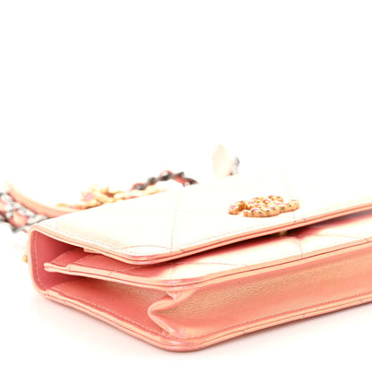 Chanel Iridescent Calfskin Quilted Chanel 19 Wallet On Chain WOC Pink 9 of 10