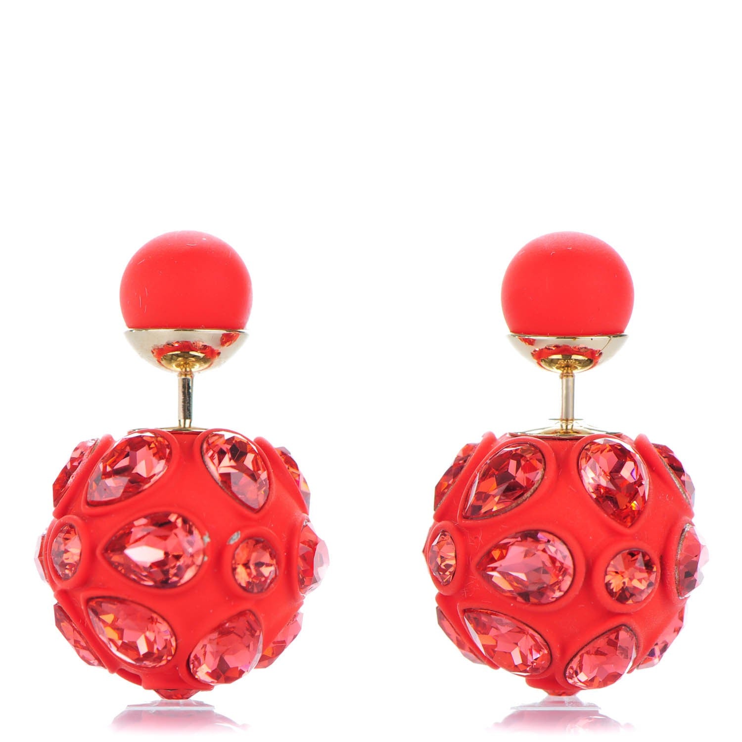 Christian Dior Crystal Mise En Dior Tribal Earrings Red 1 of 8
