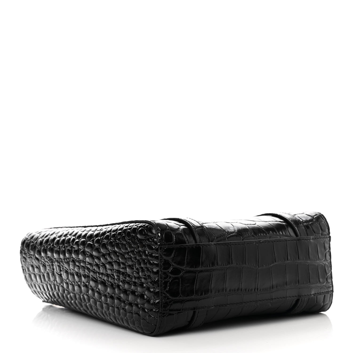 Balenciaga Shiny Calfskin Logo Crocodile Embossed XXS Everyday Tote Black 4 of 14