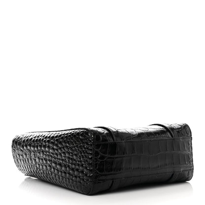 Balenciaga Shiny Calfskin Logo Crocodile Embossed XXS Everyday Tote Black 4 of 14