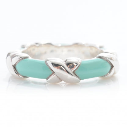 Tiffany Sterling Silver Enamel Signature X Ring 4.5 1 of 4