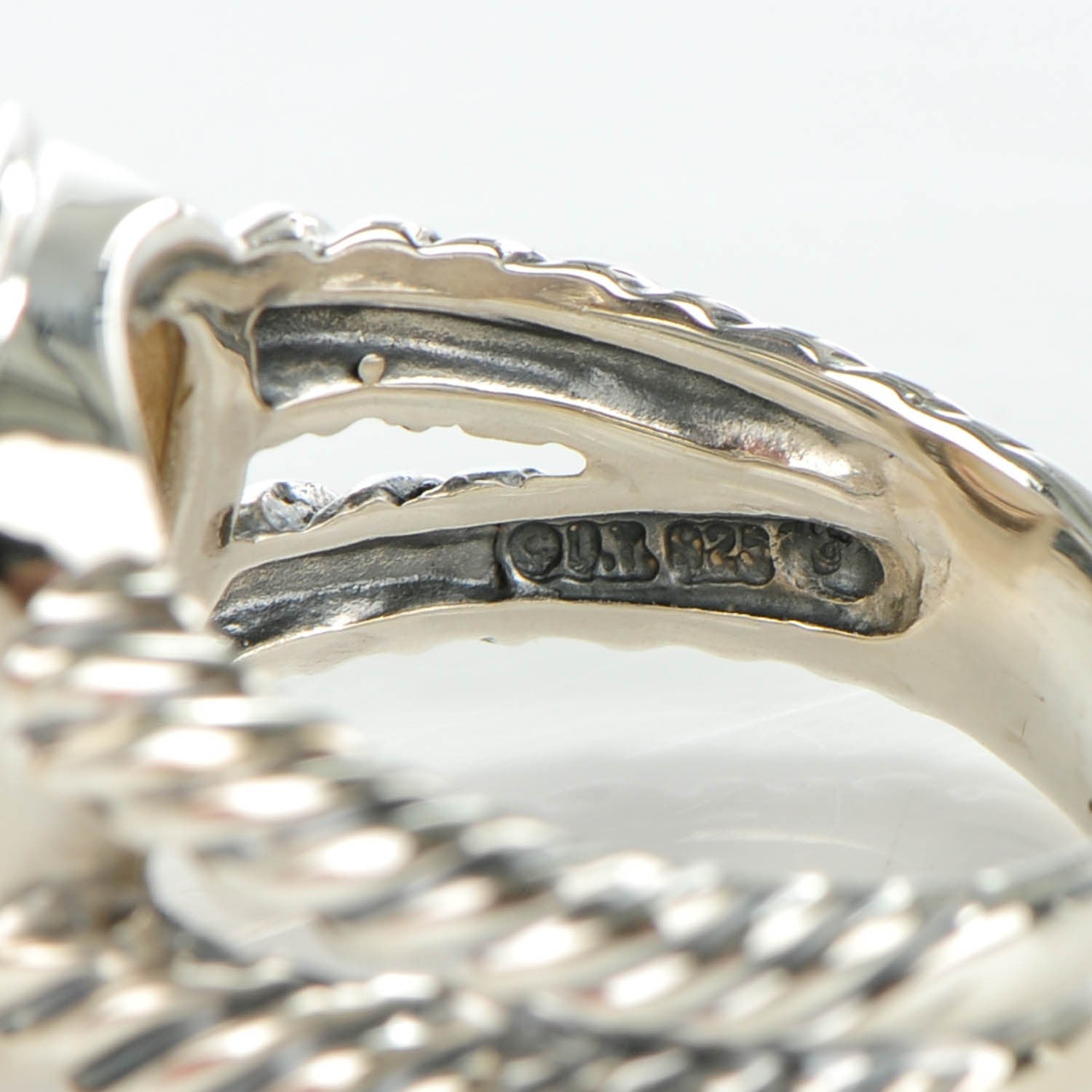 David Yurman Sterling Silver Diamond Moon Quartz 11mm Albion Ring 58 8.5 6 of 6