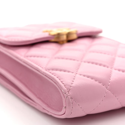 Chanel Lambskin Quilted Lacquered Chain Phone Holder With Chain Dark Pink 10 of 11