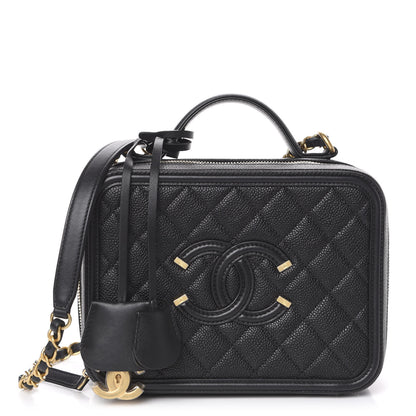 Chanel Caviar Quilted Medium CC Filigree Vanity Case Black 1 of 10