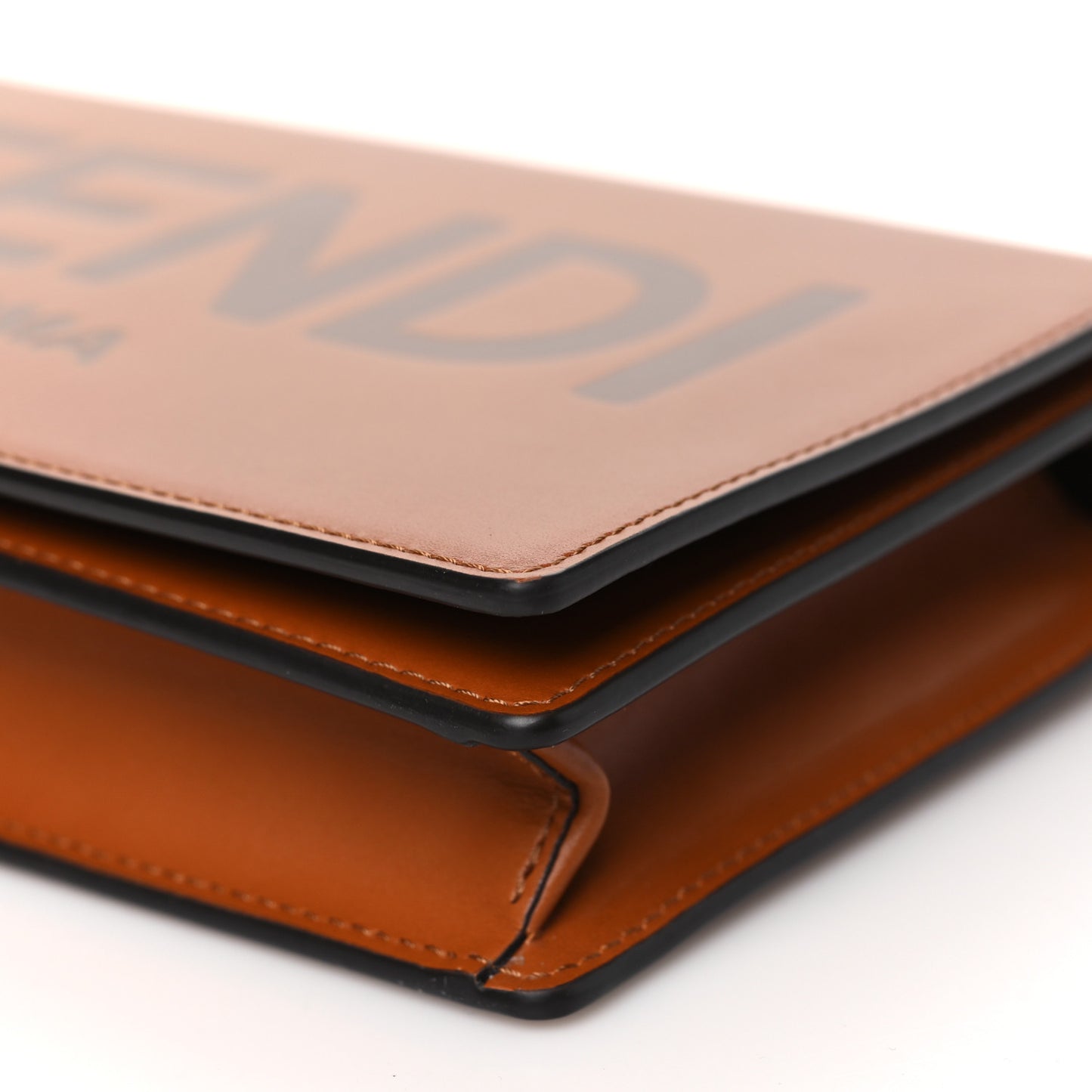 Vitello King Tamponato Logo Embossed Medium Wallet On Chain Cuoio