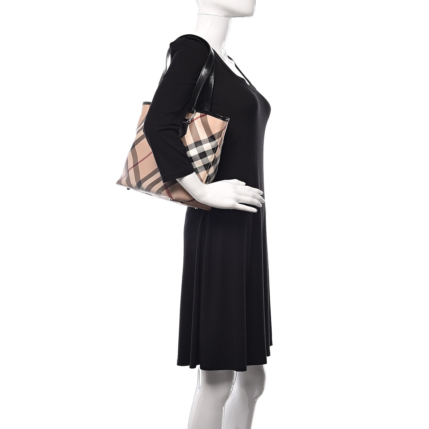 Burberry Patent Trim Nova Check Small Nickie Shopper Tote 2 of 22