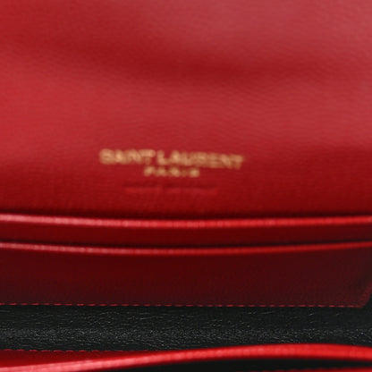 Saint Laurent Grain De Poudre Matelasse Chevron Small Monogram Envelope Wallet New Red 5 of 7