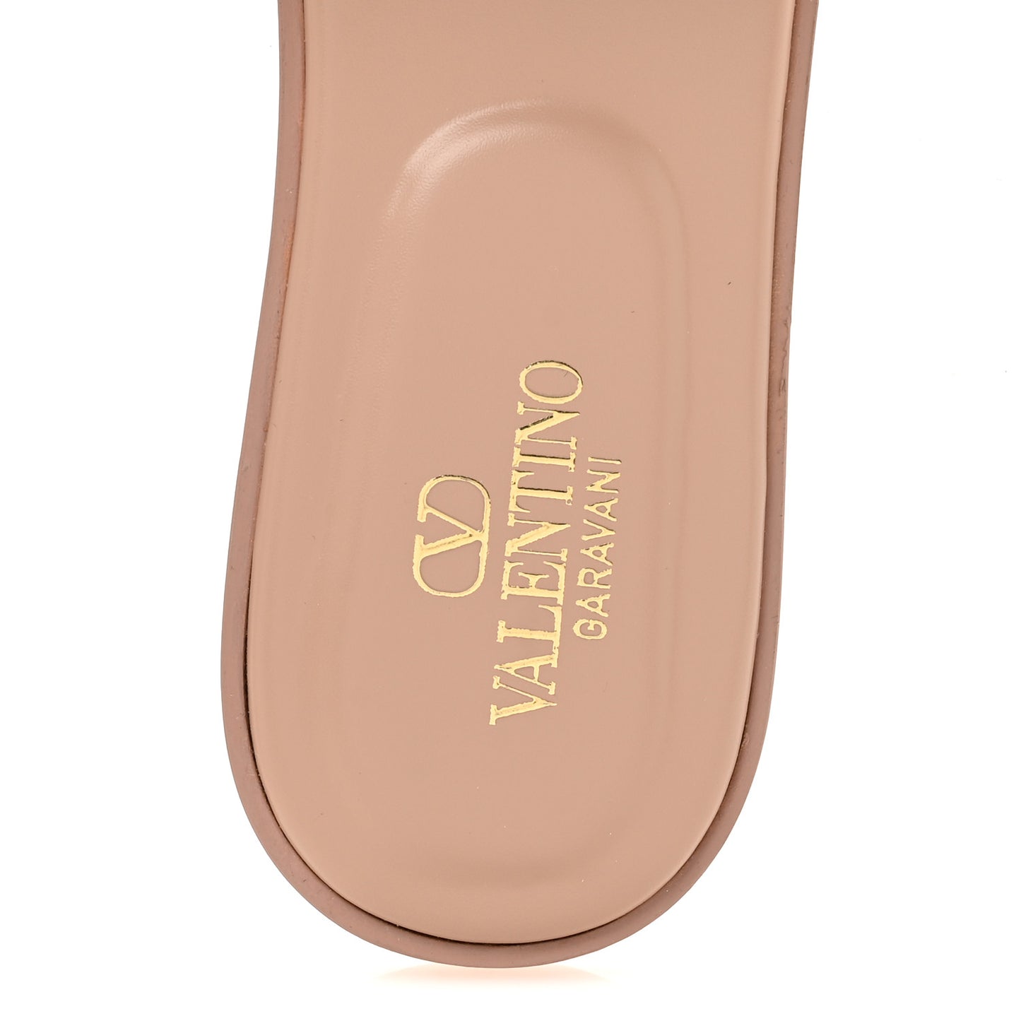 Calfskin Vlogo Flat Slide Sandals 40 Rose Canelle