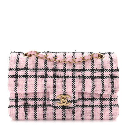 Chanel Tweed Quilted Small Double Flap Pink Black 1 of 12