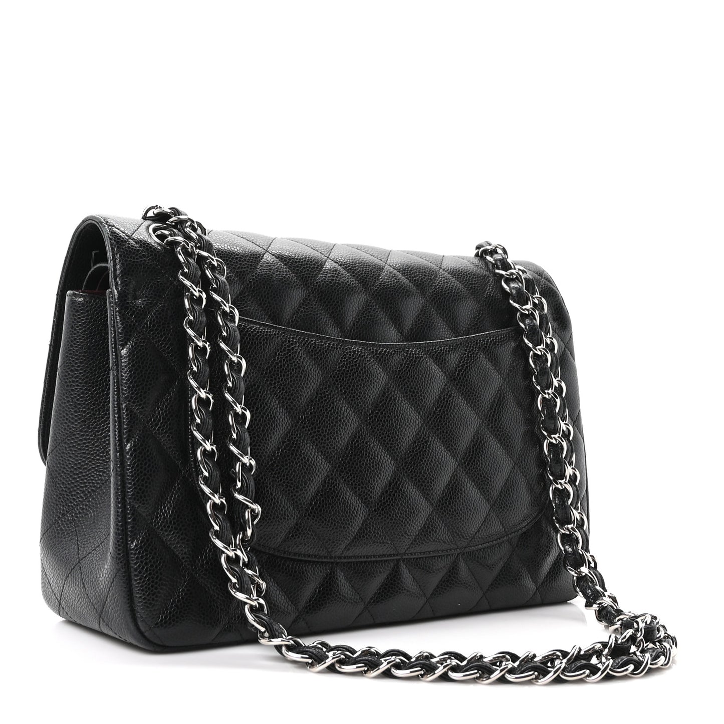 Caviar Quilted Jumbo Double Flap Black