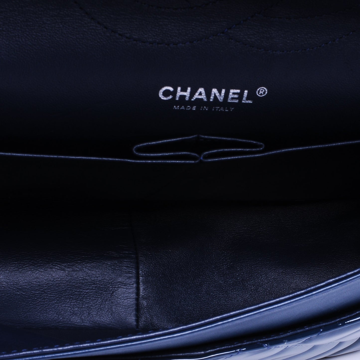 Patent Jumbo Double Flap Navy Blue