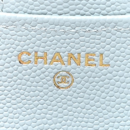 Chanel Caviar Quilted Compact Flap Wallet Light Blue 6 of 10