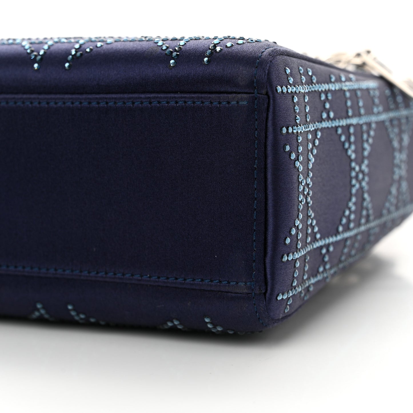 Satin Crystal Cannage Mini Lady Dior Navy