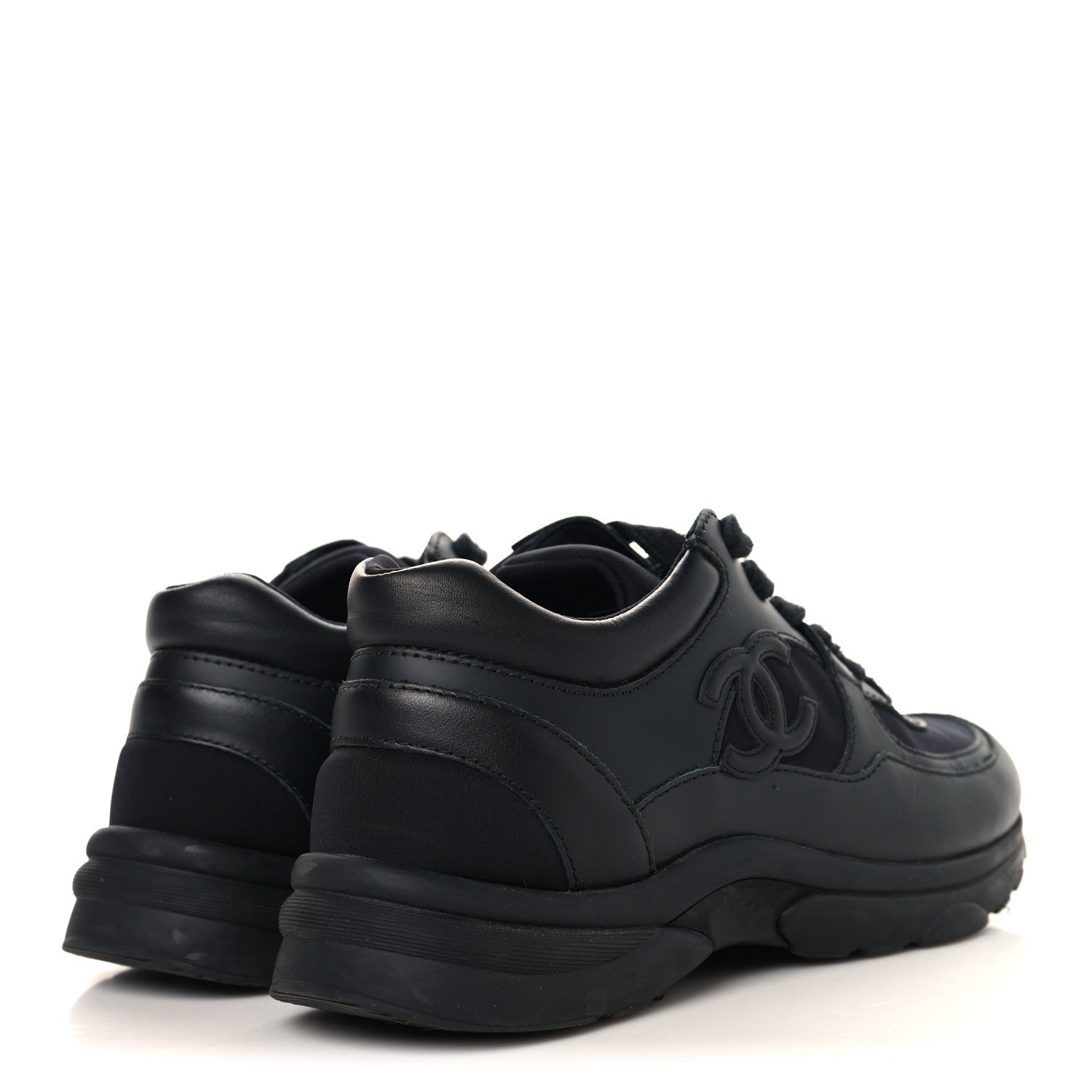 Chanel Lambskin Fabric CC Uniform Sneakers 37 Black 5 of 9