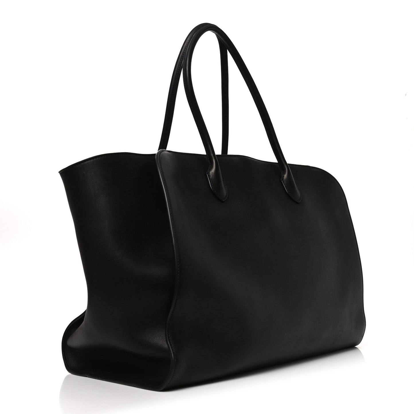 Polished Saddle Calfskin Marlo Tote Bag Black