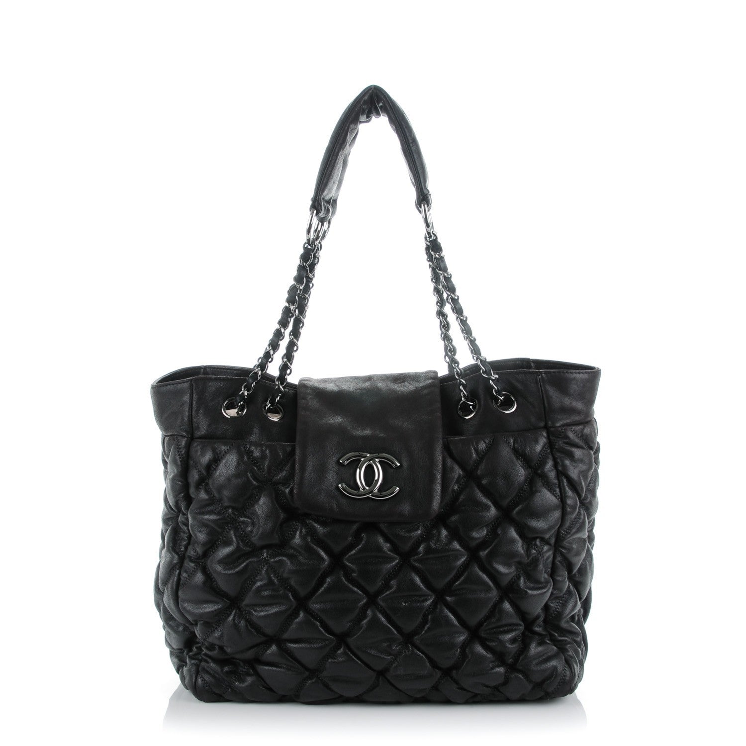 Chanel Lambskin Large Bubble Quilt Tote Black 1 of 8