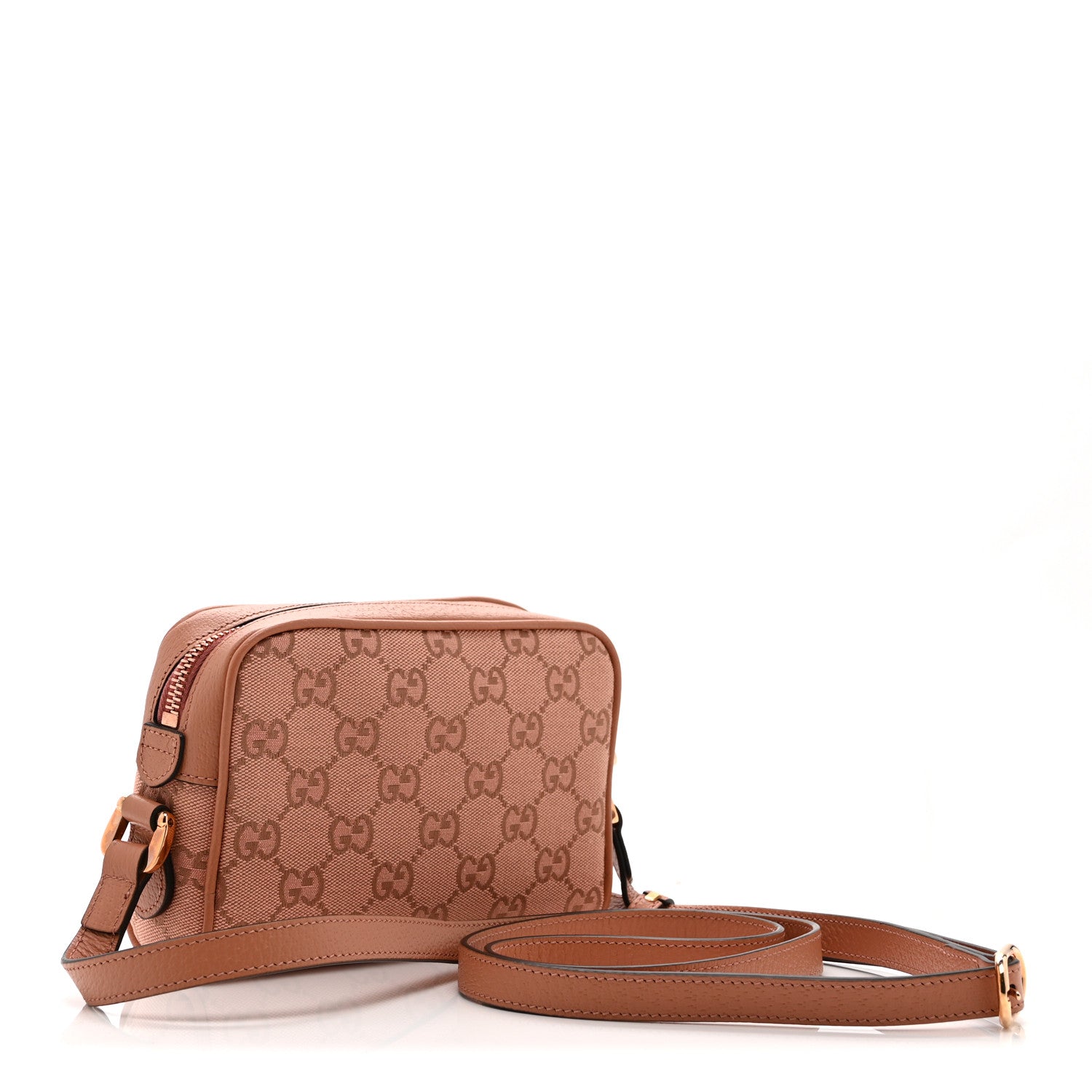 Gucci Monogram Textured Dollar Calfskin Mini Ophidia Shoulder Bag Cloche Rose Pink 3 of 10