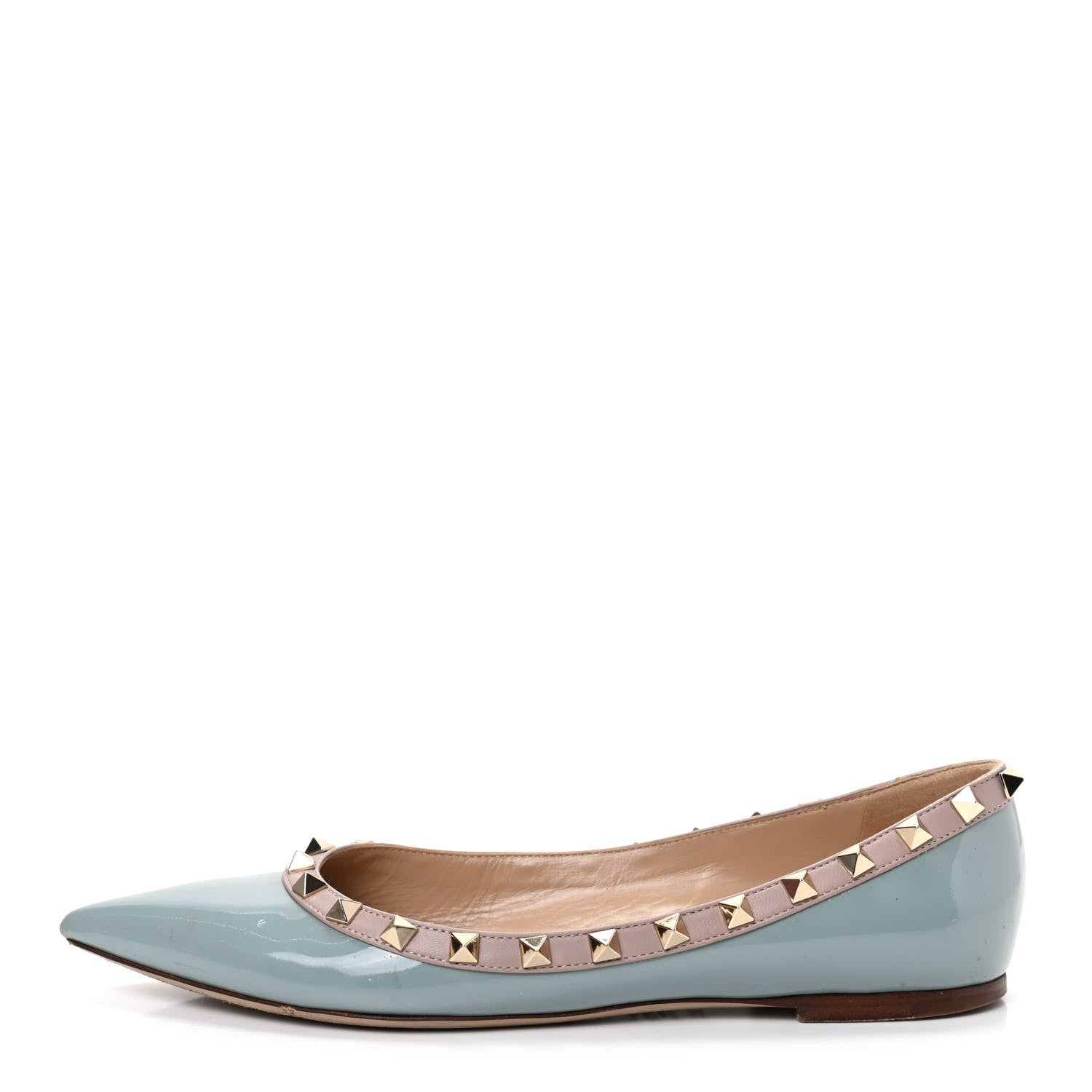 Valentino Garavani Patent Rockstud Ballerina Flats 38.5 Nube Poudre 1 of 11