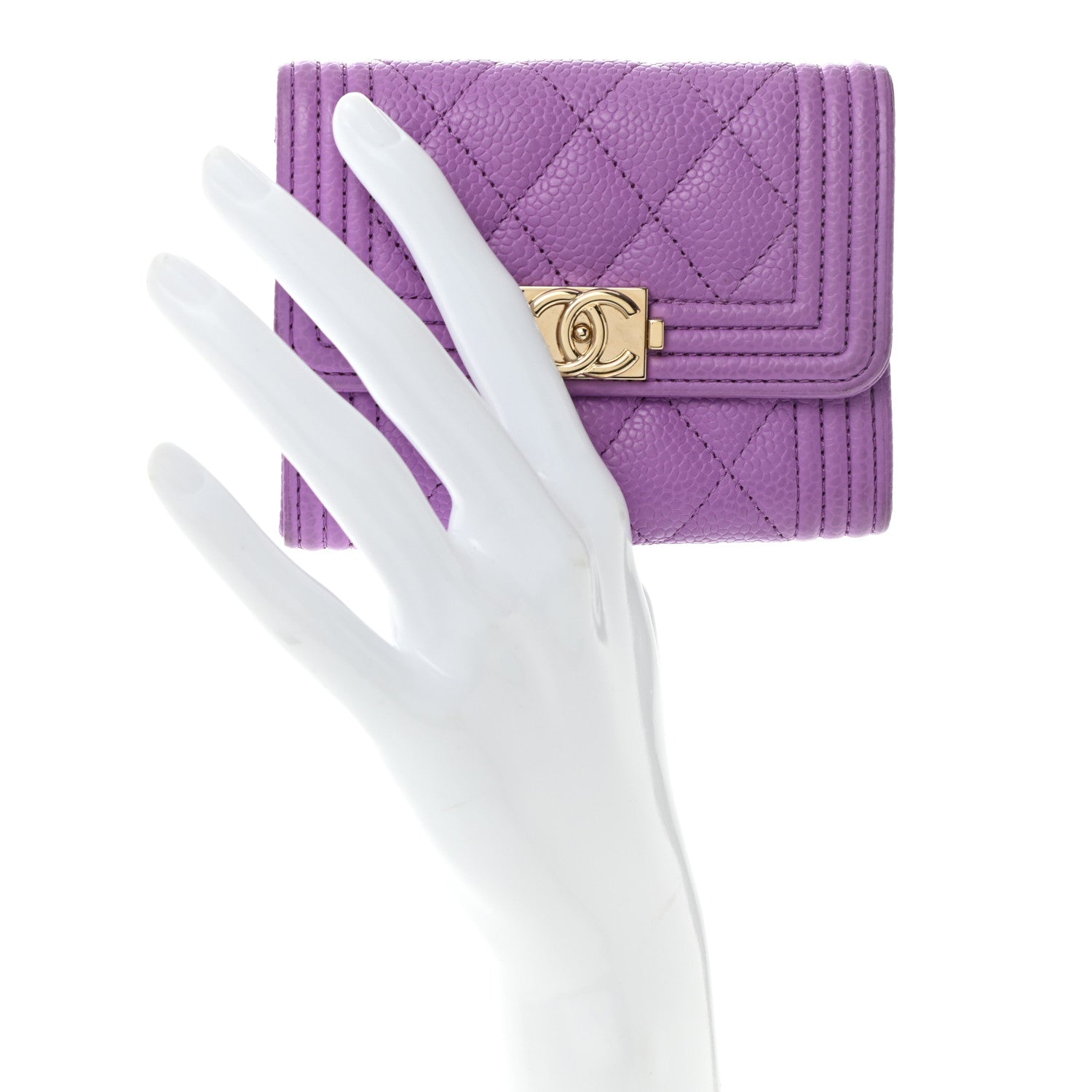 Chanel Caviar Quilted Boy Flap Card Holder Purple 2 of 10