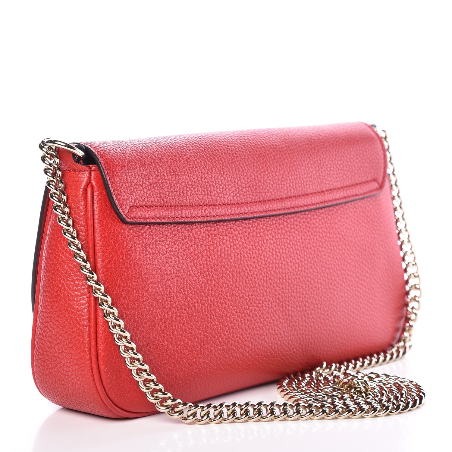Gucci Pebbled Calfskin Medium Soho Flap Crossbody Vibrant Red 2 of 9