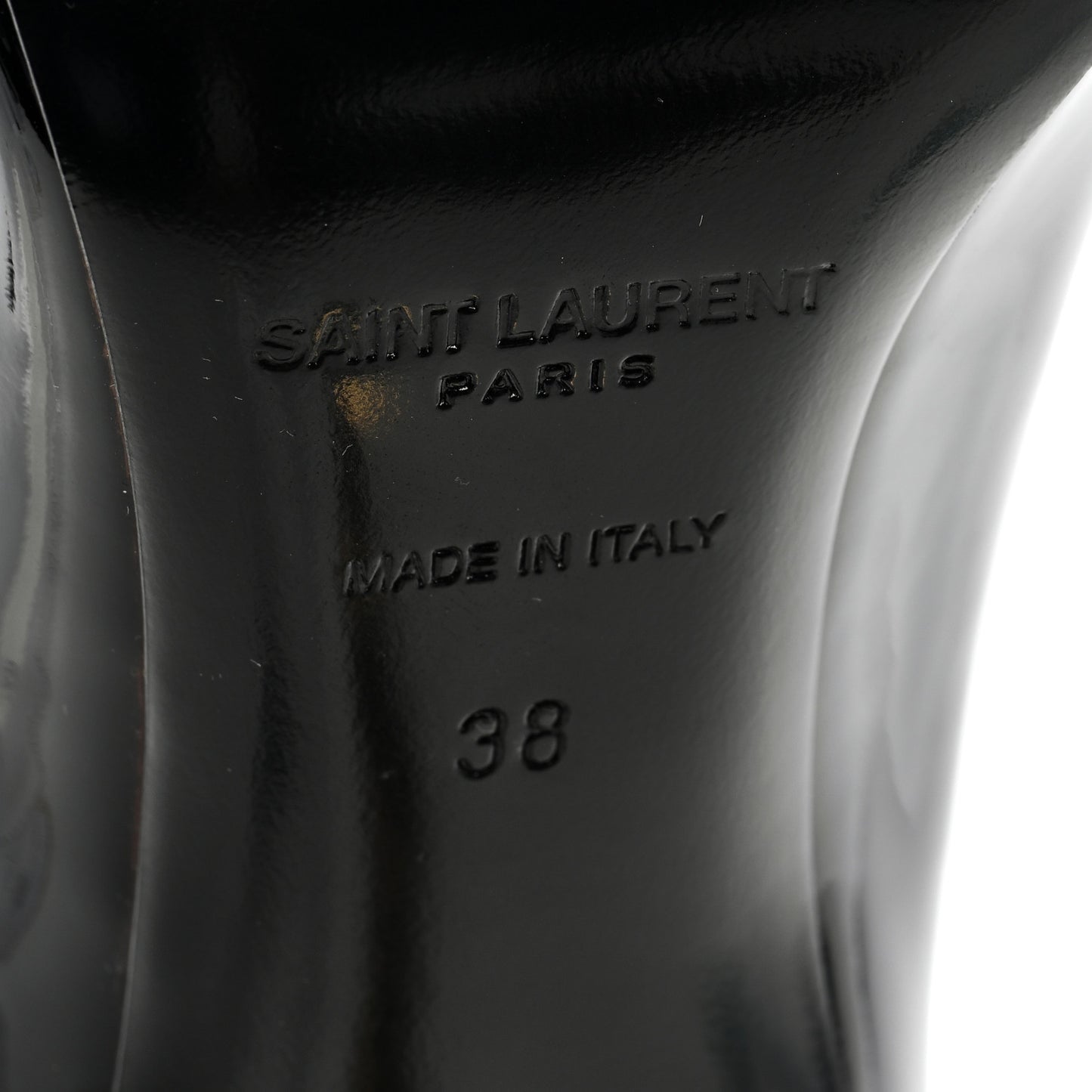 Patent Calfskin Opyum 85 Pumps 38 Black Gold