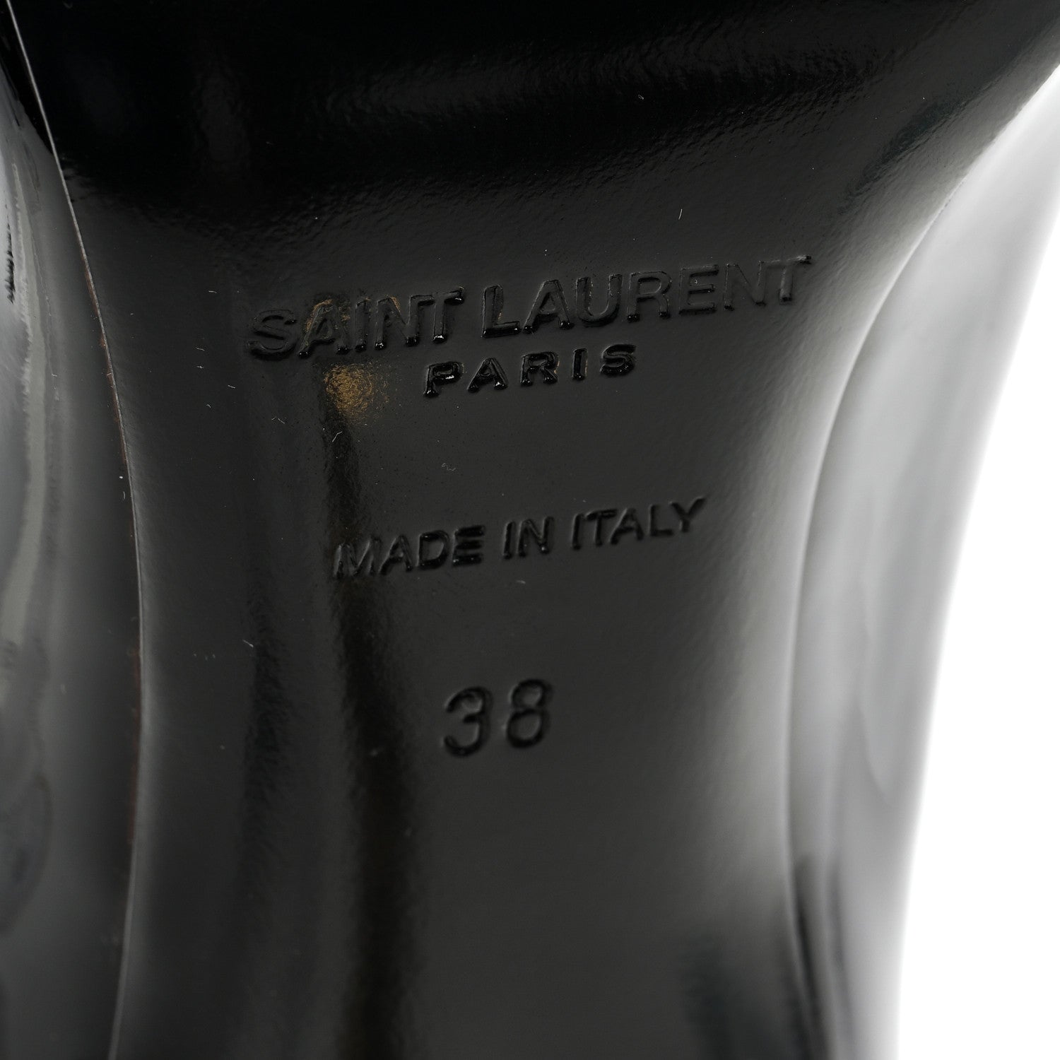 Saint Laurent Patent Calfskin Opyum 85 Pumps 38 Black Gold 6 of 7