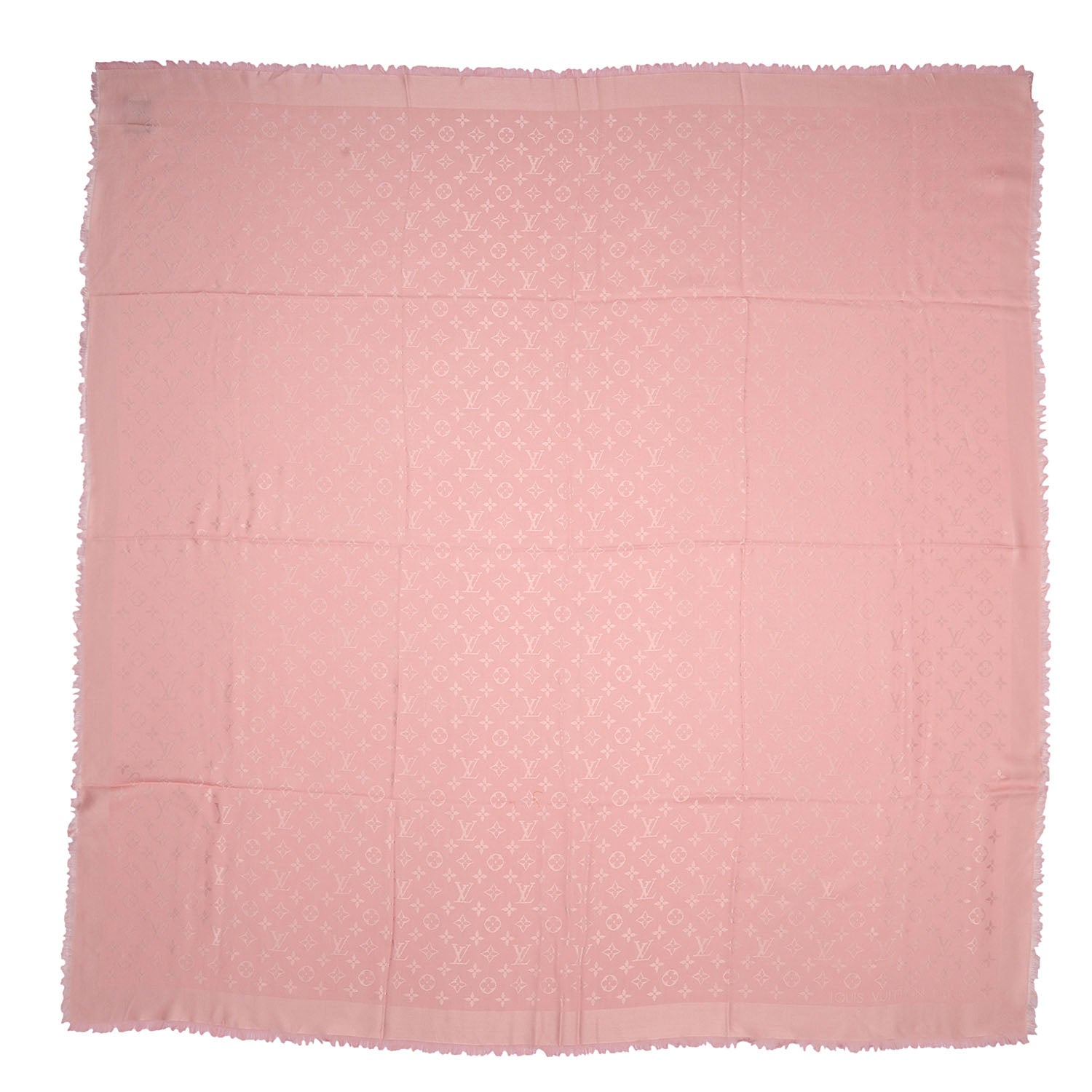 Louis Vuitton Wool Silk Monogram Shawl Rose Petale 3 of 5