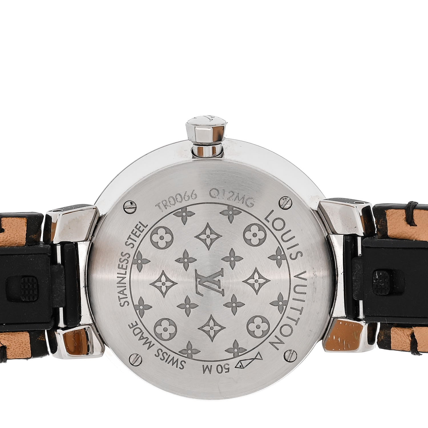 Louis Vuitton Stainless Steel Monogram Diamond 28mm Tambour Slim Quartz Watch 4 of 6