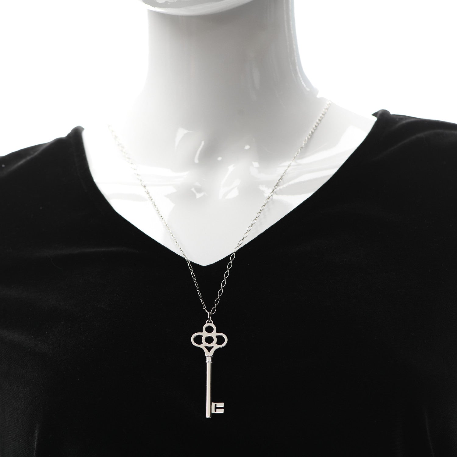 Tiffany Sterling Silver Large Crown Key Pendant Necklace 2 of 5