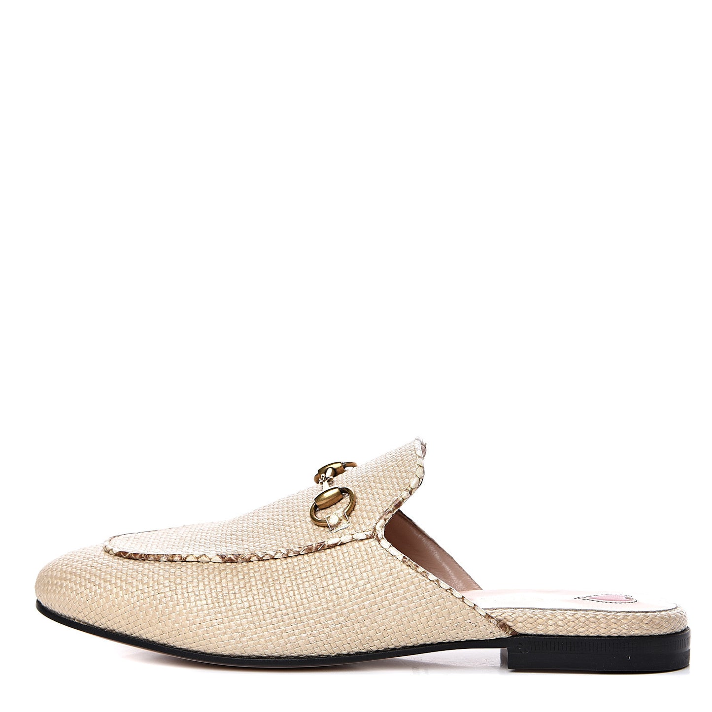 Straw Elaphe Womens Princetown Slippers 37 Natural Cream Brown