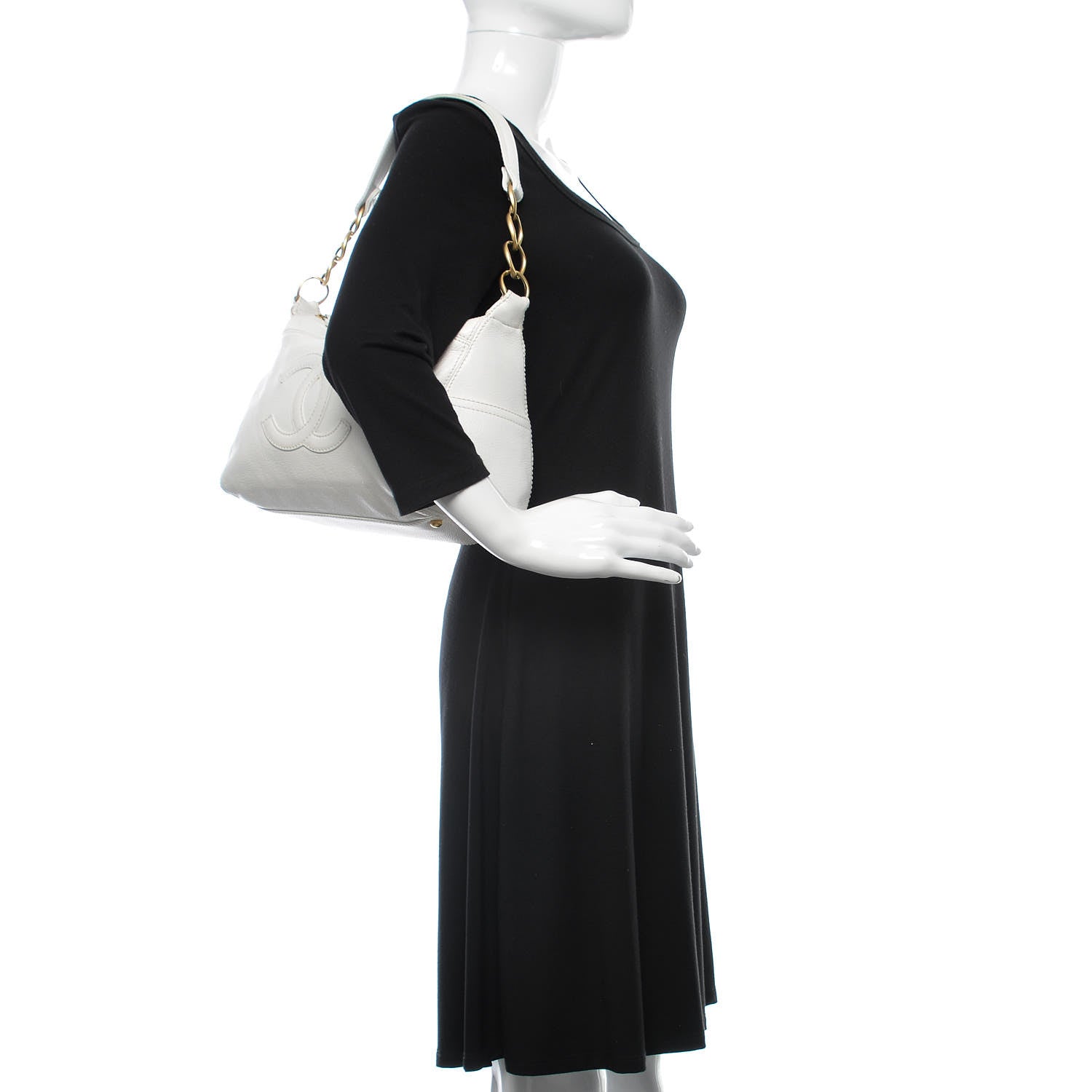 Chanel Calfskin CC Shoulder Bag White 2 of 18