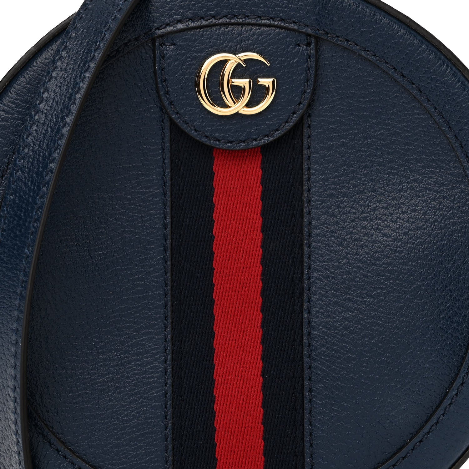 Gucci Soft Textured Calfskin Web Mini Ophidia Round Shoulder Bag Blue Agata 9 of 12
