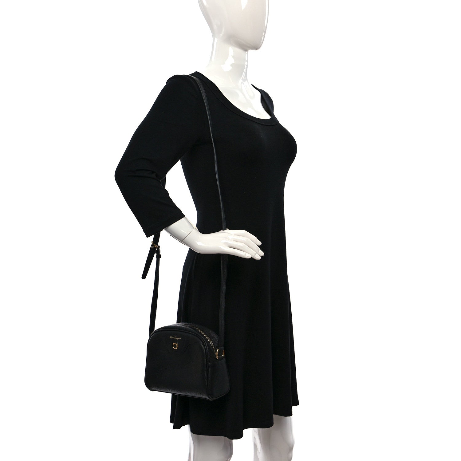 Salvatore Ferragamo Calfskin Travel Camera Crossbody Bag Black 2 of 9