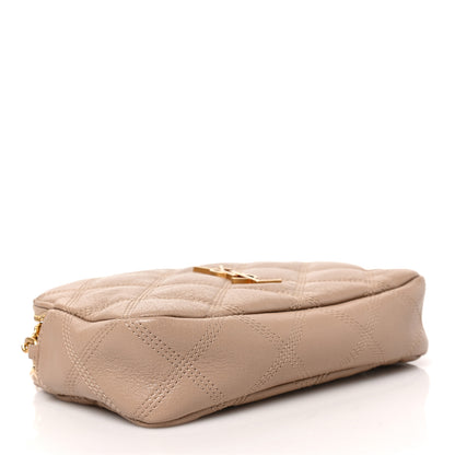 Saint Laurent Grained Lambskin Quilted Mini Becky Double Zip Bag Natural Tan 4 of 10