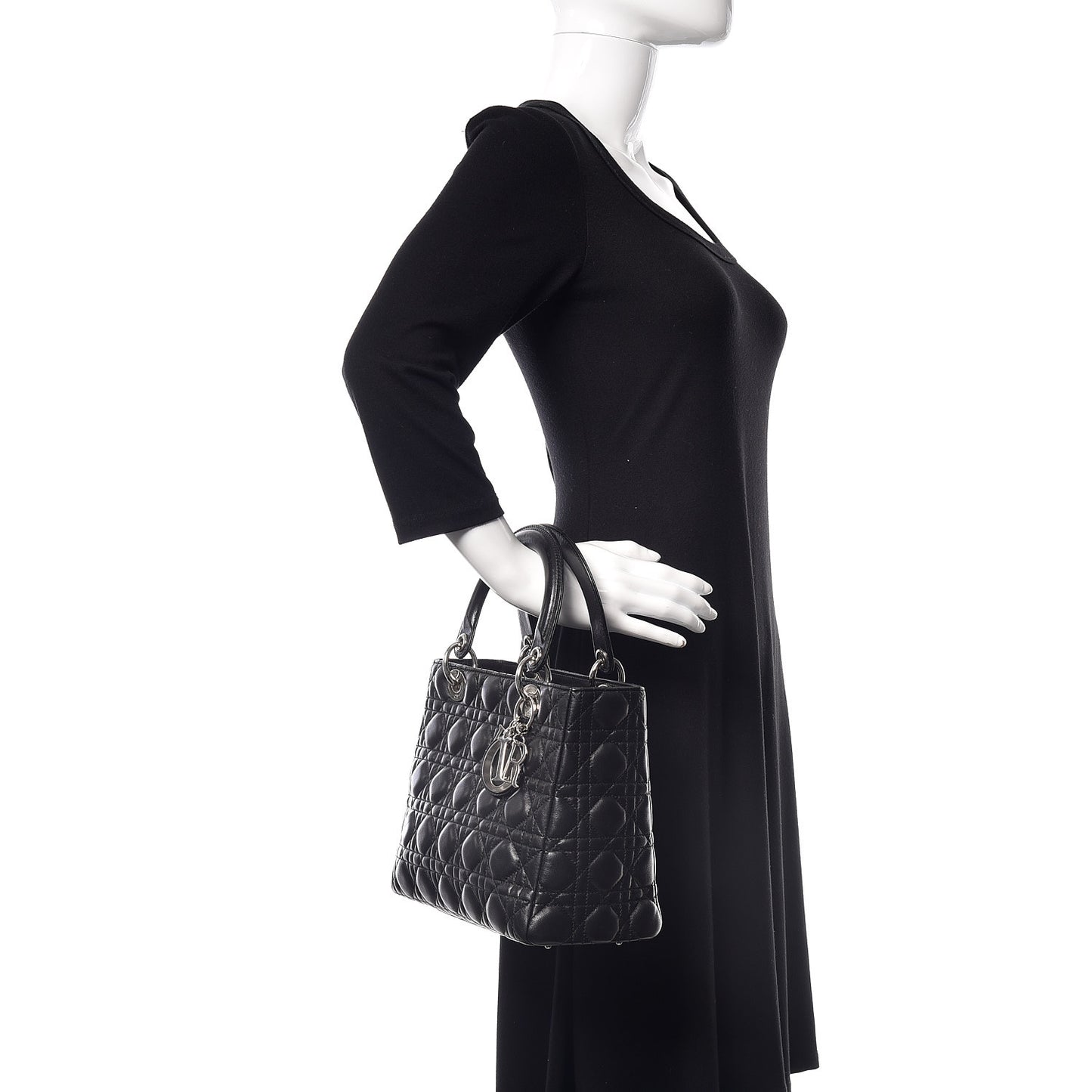 Lambskin Cannage Medium Lady Dior Black