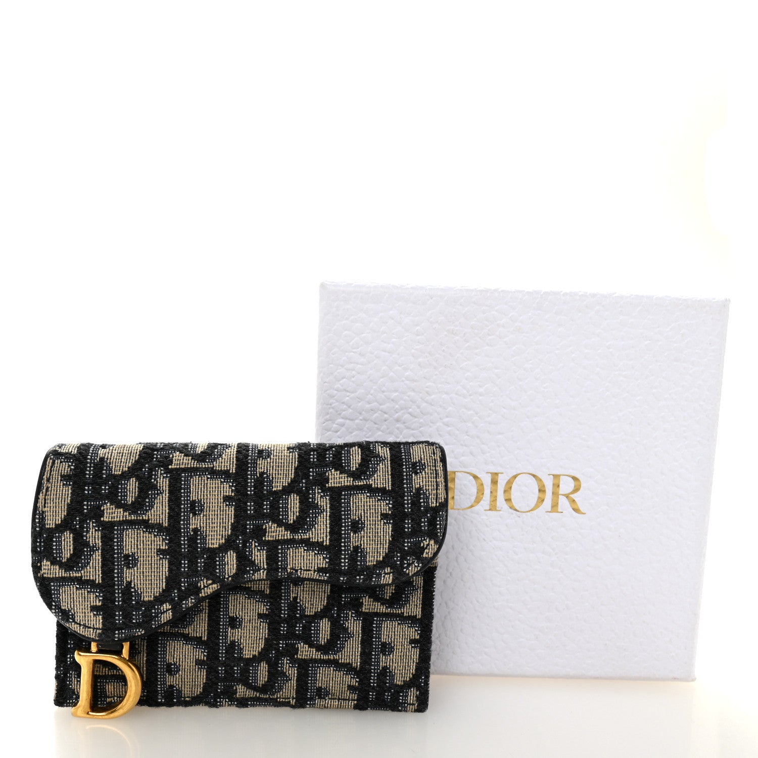 Christian Dior Oblique Saddle Card Holder Blue 8 of 8