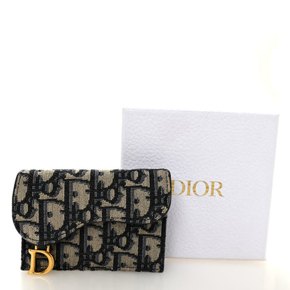 Christian Dior Oblique Saddle Card Holder Blue 8 of 8