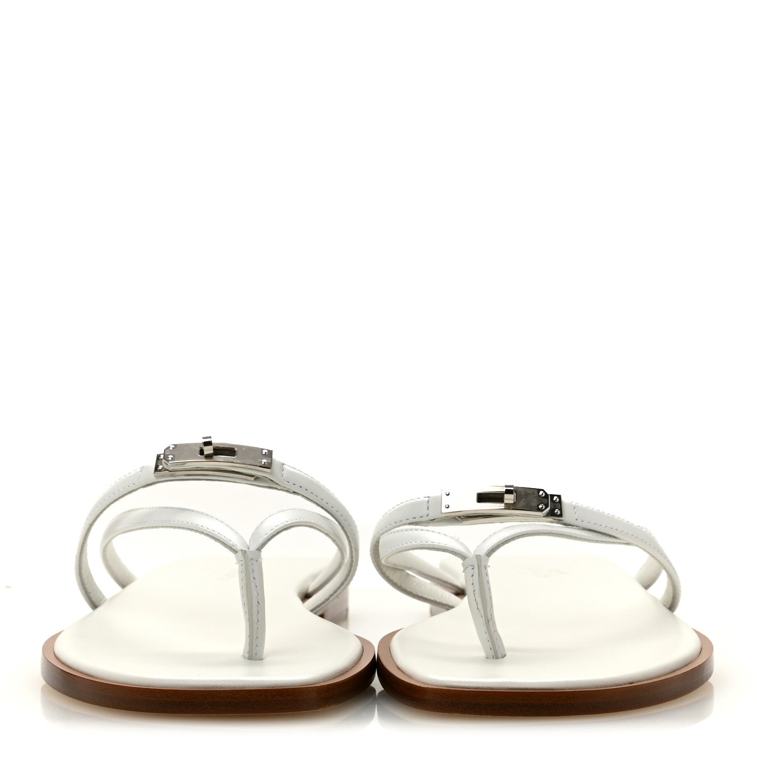 Hermes Calfskin Miss Sandals 37 White 3 of 9