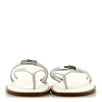 Hermes Calfskin Miss Sandals 37 White 3 of 9